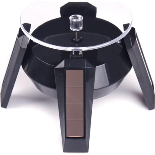 2pcs Black Solar Jewelry Display Stand With 4x Blue LEDs 360 Degree Rotation