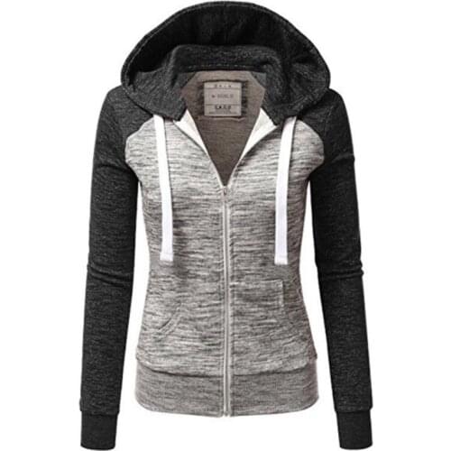 2021Women Streetwear Sweatshirt Hooded Zipper Casual Grey Long Hoodies Women Zip-up Sweatsuit