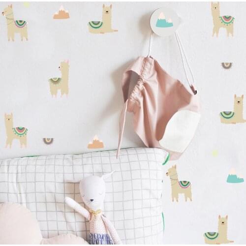 24pcs/set Cartoon Alpaca Wall Sticker Nordic Style DIY for Baby Room Decoration Wallpaper Removable Home Decals Bedroom Decor