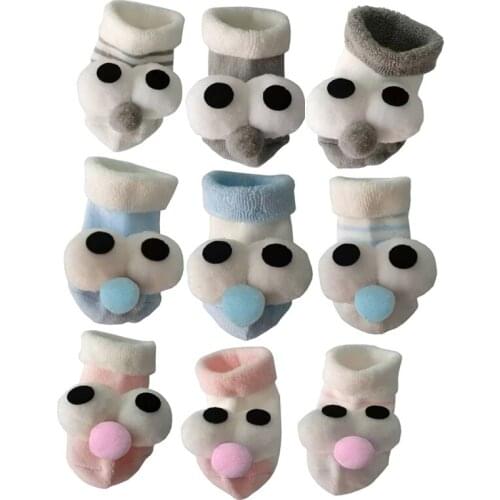 3Pair/lot New cartoon newborn baby socks casual warm baby foot sock
