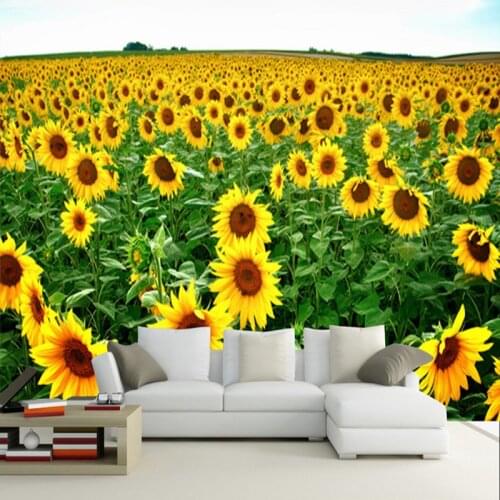 3D Wallpaper Pastoral Style Sunflowers Nature Landscape Mural Living Room Bedroom Dining Room Warm Decor Wallpaper For Wall 3 D
