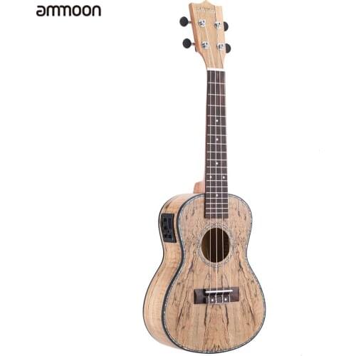 Ammoon 24" Deadwood Ukulele Ukelele with LED EQ Cowry Shell Brims OX Bone Saddle 4 Strings Instrument Gift Present
