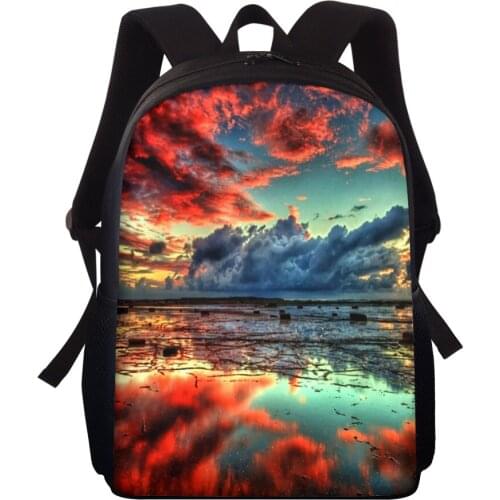 ELVISWORDS Brand Landscape Backpack Fashion Color Print Boys Girls School Bags Knapsack For Women Men Rucksack Customize Mochila