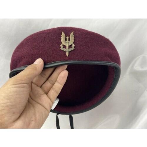 British Special Air Service Red Wool Beret Sas Who Dares Wins Insignia OUTDOOR MILITARY CAP