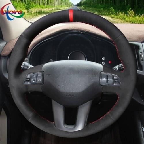 DIY Hand-Stitched Black Suede Steering Wheel Cover For Kia Sportage 3 2010-2017 Ceed Cee'd 2009-2012 Car Interior Decoration