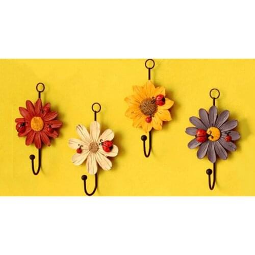 Flower Decoration Hooks for Hanging Key Coat Bag Umbrella Towel Scarves Hats Door Hanger Bathroom Kitchen Wall Organizer Holder