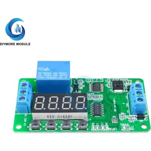 DC 12V Relay Module Self-lock Multifunction PLC Cycle Timer Delay Relay Switch Controller Board with LED Digital Display