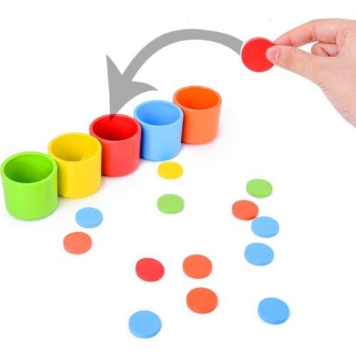 Montessori Wooden Color Circular Plate Sorting Stacking Cup Toy Kit Montessori Rainbow Matching Game Educational Toy for Toddler