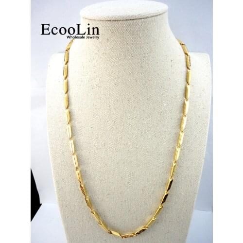 EcooLin 22.06 inch Bamboo Gold Stainless Steel Chain 56Cm Diameter 3.8mm Never fade Necklaces For Women Fashion Jewelry LR531