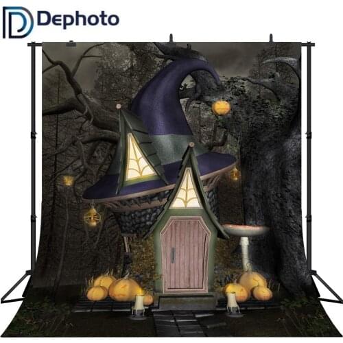 Dephoto Cartoon Witch Castle Happy Halloween Scene Photographic Backgrounds Customized Photography Backdrops For Photo Studio