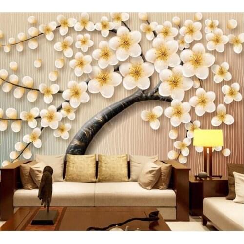 Beibehang Customized Wallpaper Photos Modern HD 3D Three-dimensional Relief Lucky Tree Happy Tree European Background Wall