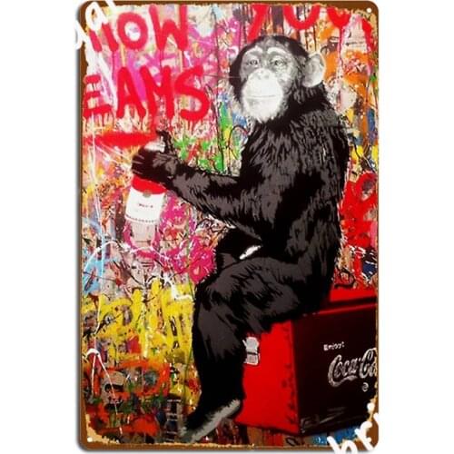 Canvas Wall Art Print Monkey Graffiti Art Follow Your Dreams Poster Metal Plaque Home Wall Decor Vintage Tin Sign Poster