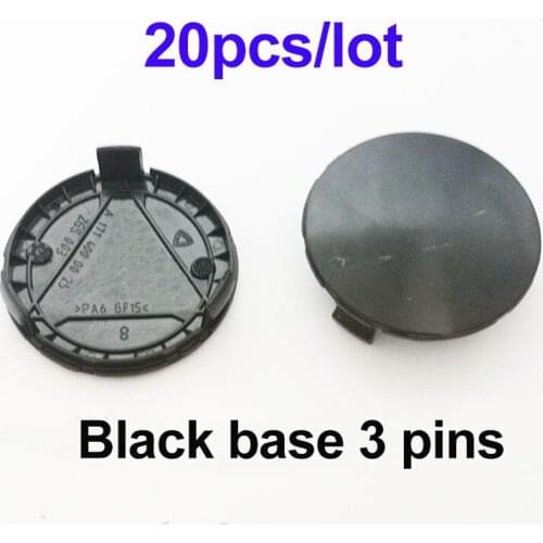 20pcs/set ABS Black Base 3 PINS Car Emblem Logo Wheel Center Cap Covers 75MM 7.5CM for Meceders Benz W211 W203 W204 W124