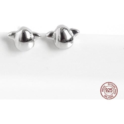 LKO Simple 925 Sterling Silver Earings Cute Lucky Angel Egg Stud Earrings For Women Girl Fashion Jewelry Accessories Brincos
