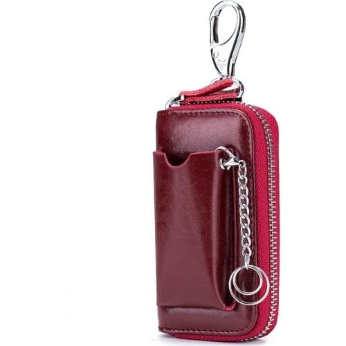 Multifunctional Zipper Square Home Key Case Women Key Wallet New Style Genuine Leather Woman Car Key Holders Housekeeper