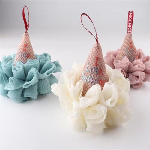 Ice Cream Shape Mesh Puff Soft Exfoliating Shower Sponge Scrubber Ball Bath Bubble Ball Bathroom Accessories Body Skin Cleaner