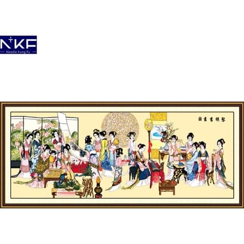 NKF Lyre-playing chess calligraphy and painting Chinese handmade craft counted stamped cross stitch kits for home decoration