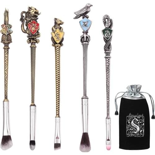5Pcs Makeup Brushes Set Wizard Wand Cosmetic Brushes Kit Eye Shadow Eyeliner Blending Pencil Lip Foundation Brushes With Gift