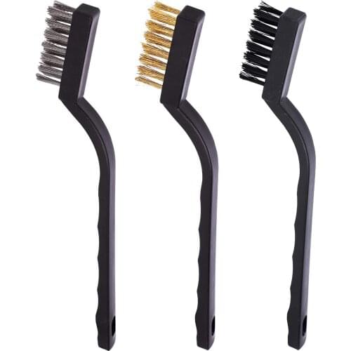 Wire brush set 3pcs nylon / Brass / stainless steel bristles with arc handle for cleaning welding slag, rust and dust arc handle