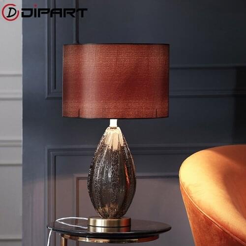 Desktop decoratioled candeeiro de mesa moda corpo vidro cobre para o quarto estudo lâmpada cabeceira luz luzes da mesa