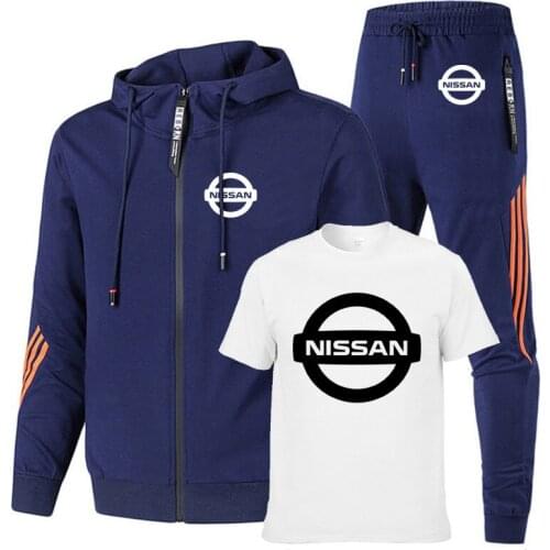 2021NEW Casual Mens jackets Nissan car Logo printing high quality trend Cotton Mens jacket + sweater + pants three-piece suit