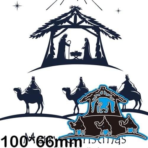 New Metal Cutting Dies Scrapbooking Three Wise Men and Nativity DIY Album Paper Craft Embossing Stencil Decoration 100*66mm