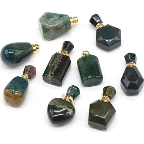 New Pendant Natural Semi-Precious Stone Indian Agate Perfume Bottle Pendant for Jewelry Making Charms DIY Necklace Accessories