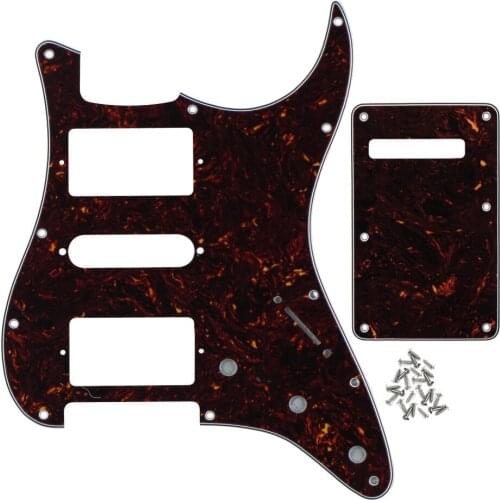 NEW Set of 4Ply HSH 11 Holes Electric Guitar Pickguard & Back Plate & Screws for FD ST Guitar Parts,Brown Tortoise
