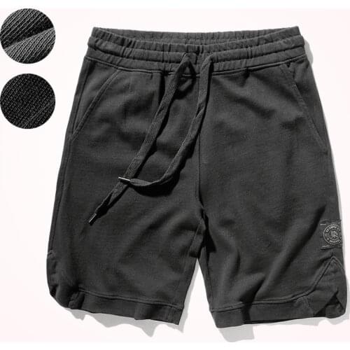 Summer New Sports Sweatpants Shorts Mens Fashion Simple Pure Cotton Loose Elastic Waist Drawstring Casual Knee Length Pants