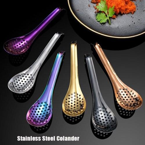 Kitchen Strainer Restaurant Food Home Handheld Manual Tools Sauce Thickened Stainless Steel Caviar Spoon Cookware 7 Colors