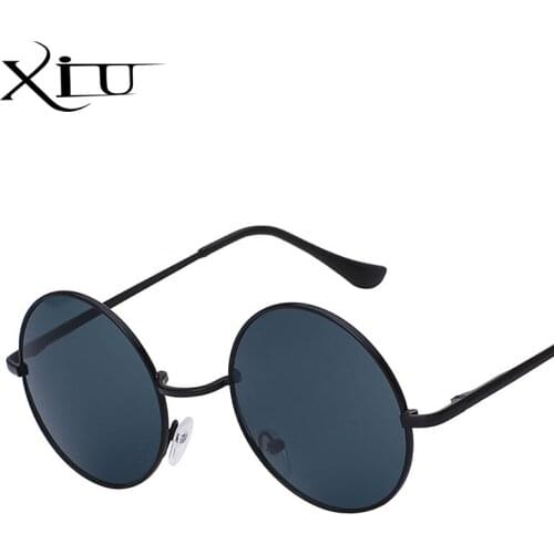 XIU Sunglasses Men Women Round Steampunk Glasses Metal Brand Designer Sunglasses UV400