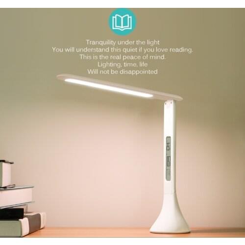 LED Desk Lamp Foldable Dimmable Touch Table Lamp Alarm Clock Table Light DC 5V USB Charging Port Timing Night Lamp for Home