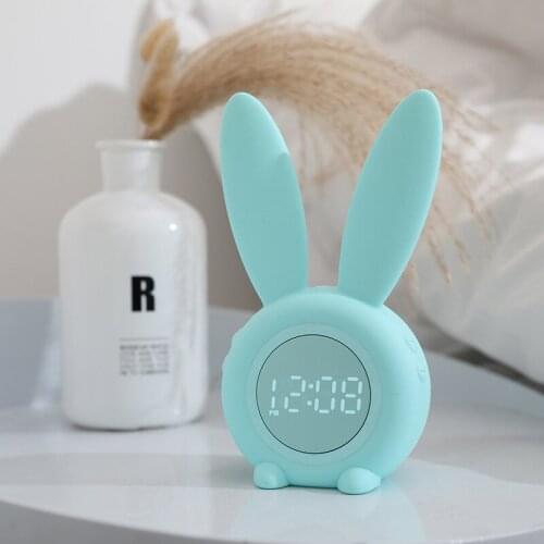 LED Sound-Light Controlled Little Night Light Cute Rabbit Time Clock Creative LEDelectronic Gift Temperature Display Alarm Clock