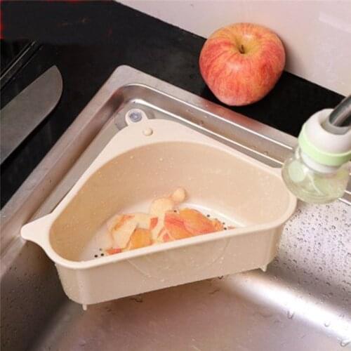 Triangular Sink Strainer Drain Fruit Vegetable Drainer Basket Suction Cup Sponge Rack Storage Kitchen Tools Sink Filter Shelf