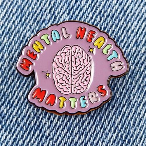 Mental Health Matters Awareness Enamel Brooch Pin Metal Badges Lapel Pins Brooches Jackets Jeans Fashion Jewelry Accessories