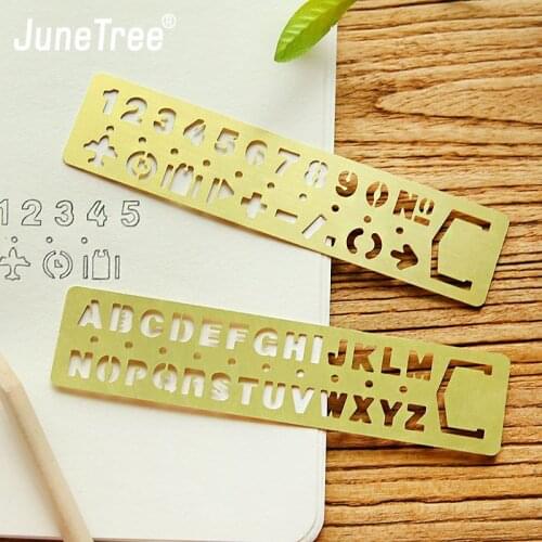 Vintage Brass Ruler Metal copper Bookmark Straight ruler for Traveler notebook Letter and Digital Number School office tool