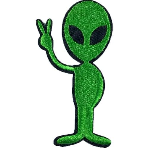 Funny Victory Alien Cartoon Decal Children Bag Backpack Stylish Decor Iron on Fabric Patch Wholesale