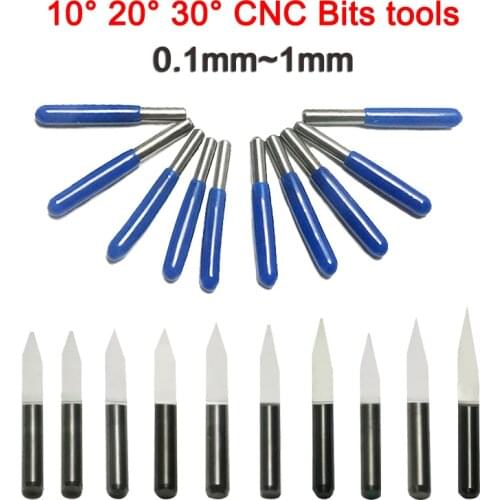 10pcs/lot 3.175mm Carbide PCB V-shape end Mill 10 20 30 degree Engraving Bits CNC Router Tool 0.1 0.2 0.3 0.4 0.5mm