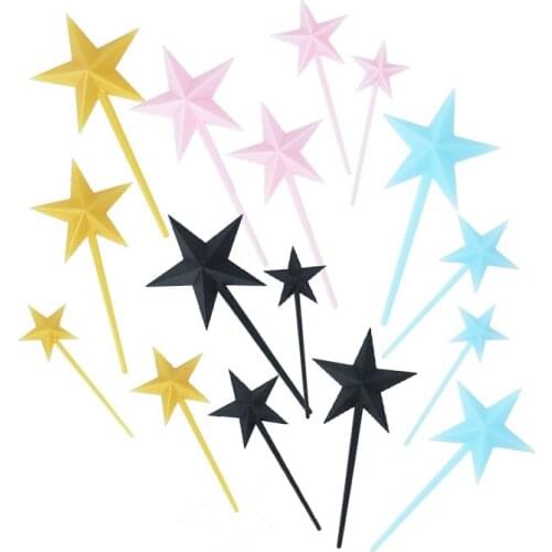 12pcs Colorful Cake Topper Star Ornament Happy Birthday Shop Baby Shower Wedding Party Cake Decoration Accessories Supplies