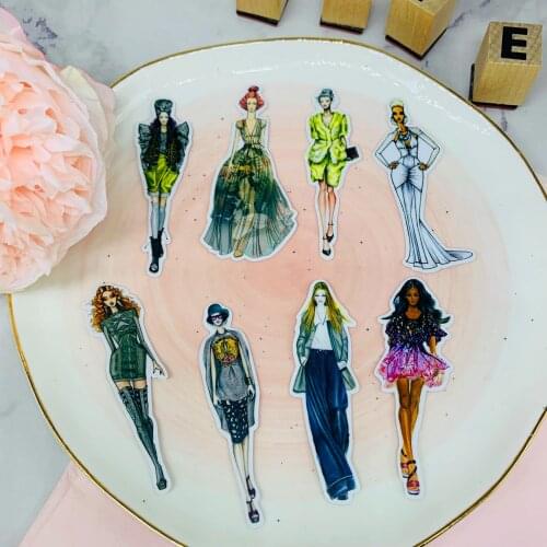 17pcs Girl dress model paper sticker decoration DIY diary scrapbook paper sticker kawaii stationery Decorative sticker kids toys