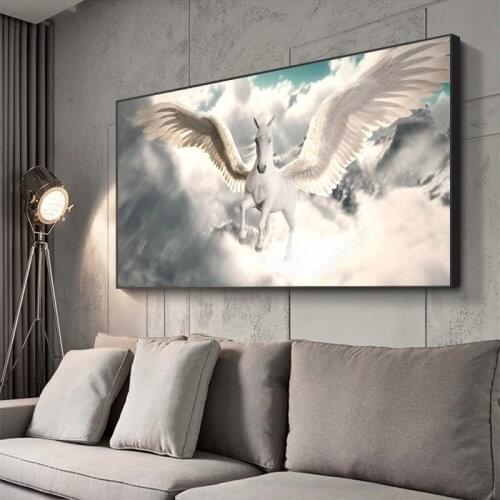 2021 5D Diy Full Diamond Painting Abstract Horse Wing Fly in the sky Diamond Embroidery Cross Stitch Kits Needlework Mosaic A853