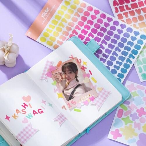 4pcs School Reward Stickers Childrens Gifts Color Gradient Letter Paper Stickers Diary Scrapbooking Label Stationery