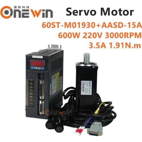 600W AC servo motor kit 60ST-M01930+AASD-15A driver diameter 60mm 220V 1.91NM 3000rpm
