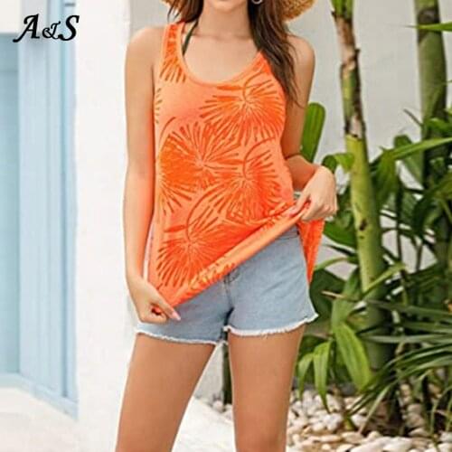 Anbenser 2021 Fashion Print Tank Top Women Summer Casual Loose Sleeveless Vest Female Crew Neck Tank Tops for Girl Harajuku Ropa