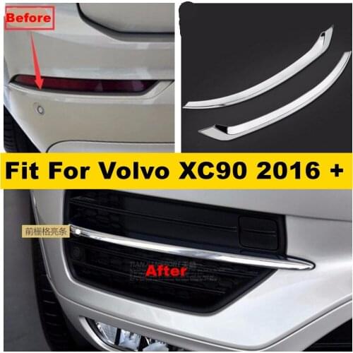 Auto Accessory Front + Rear Fog Lights Foglights Lamps Decoration Strip Cover Trim Fit For Volvo XC90 2016 2017 2018 2019 / ABS