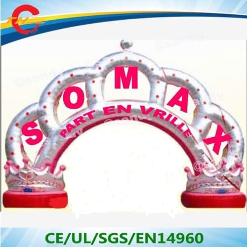 Free air ship to door,6m/8m/10m customize inflatable wedding party event arch,Inflatable crown arch way for birthday decoration