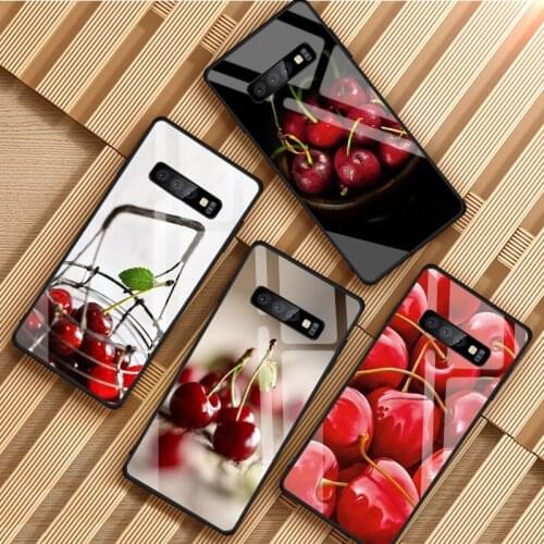 Delicious Fruit Cherry Tempered Glass Phone Case For Samsung Galaxy S8 S9 S10 S20 PLUS J8 J6 J4 2018 NOTE 8 9 10 Cover Shell