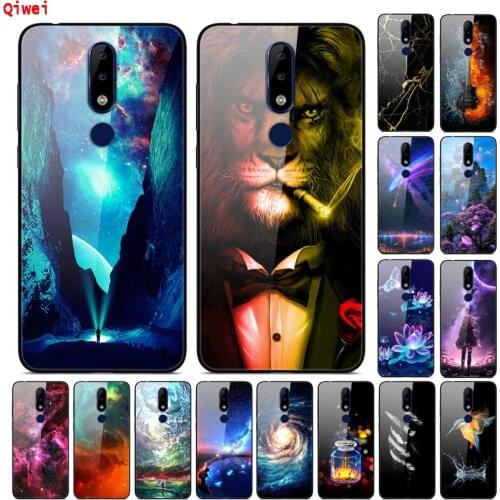 Tempered Glass Case For Nokia X5 Cover Lion Cool Animals Painted Hard Phone Back Cover For Nokia 5.1 Plus X5 Case Coque Fundas