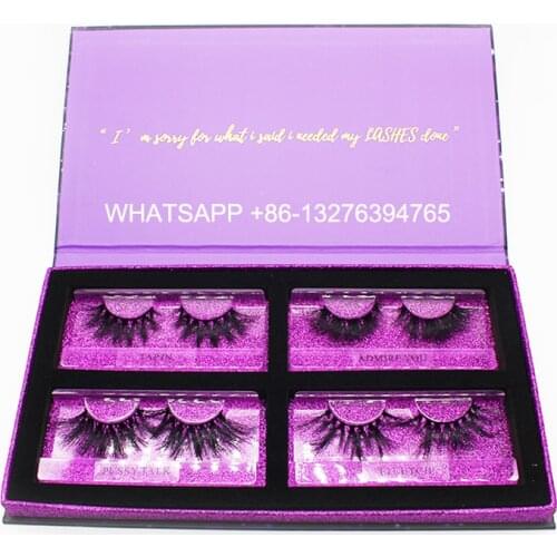 Four Pairs Mink Lashes Packaging Box Custom LashBox Packaging With Your Logo Starry Sky Mink Lash Empty Box Private Label Lash