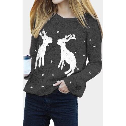 Long Sleeve Polka Dot Women Sweater Deer Knit Woman Sweater Autumn Winter Clothes Christmas